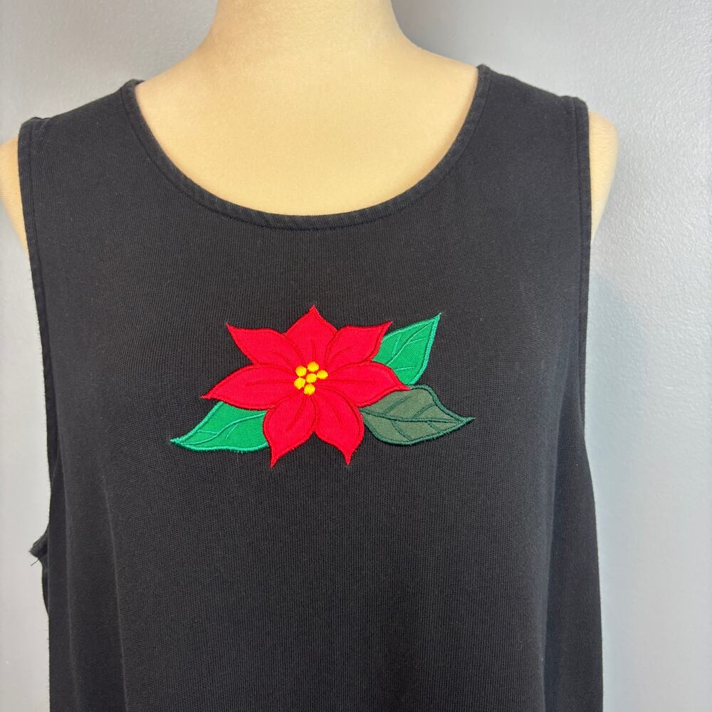 Vintage Bechamel Poinsettia Christmas Thick Jersey Knit Maxi Dress 100 Cotton LG - Picture 5 of 9